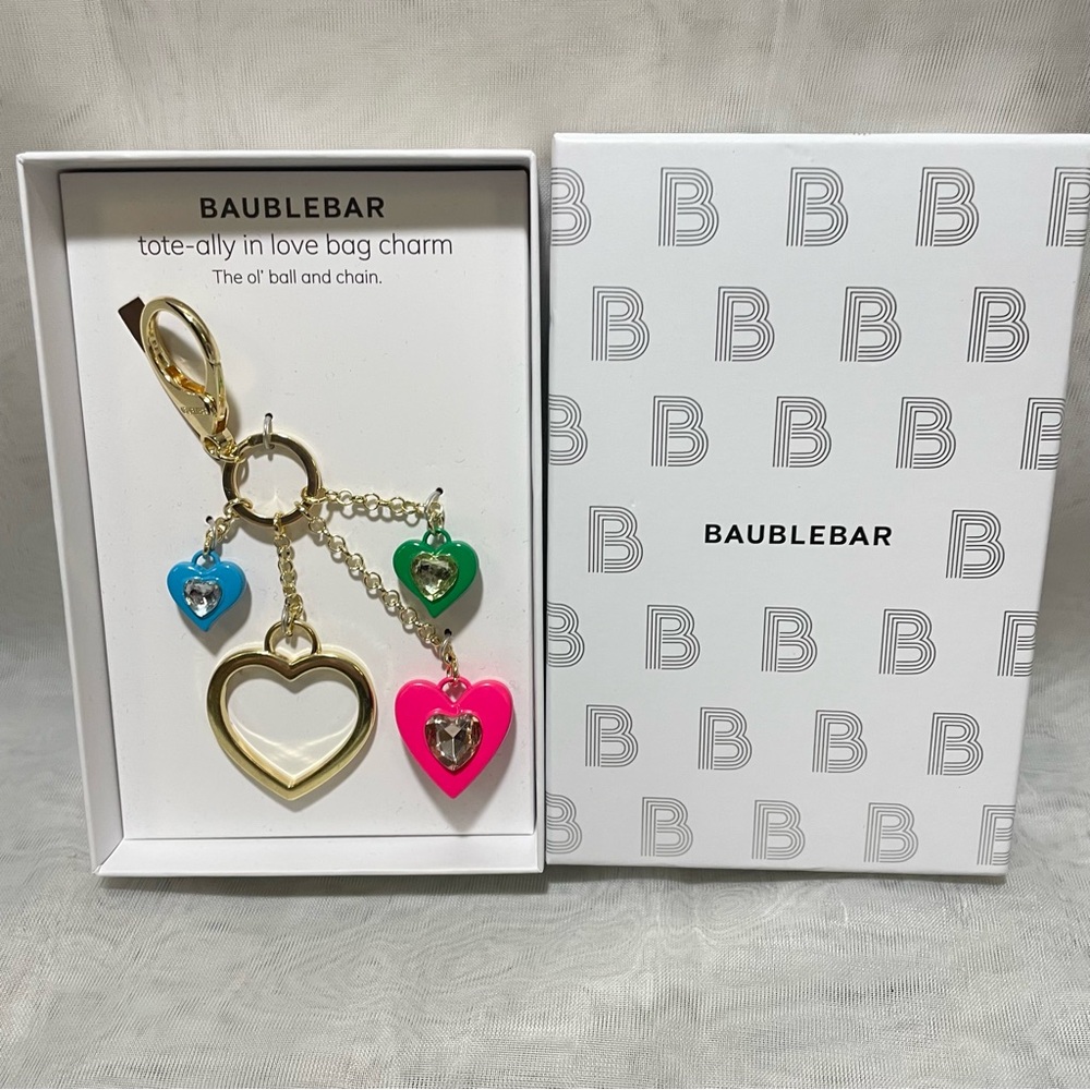 BaubleBar Multicolor In Love Heart Bag Charm, NIB